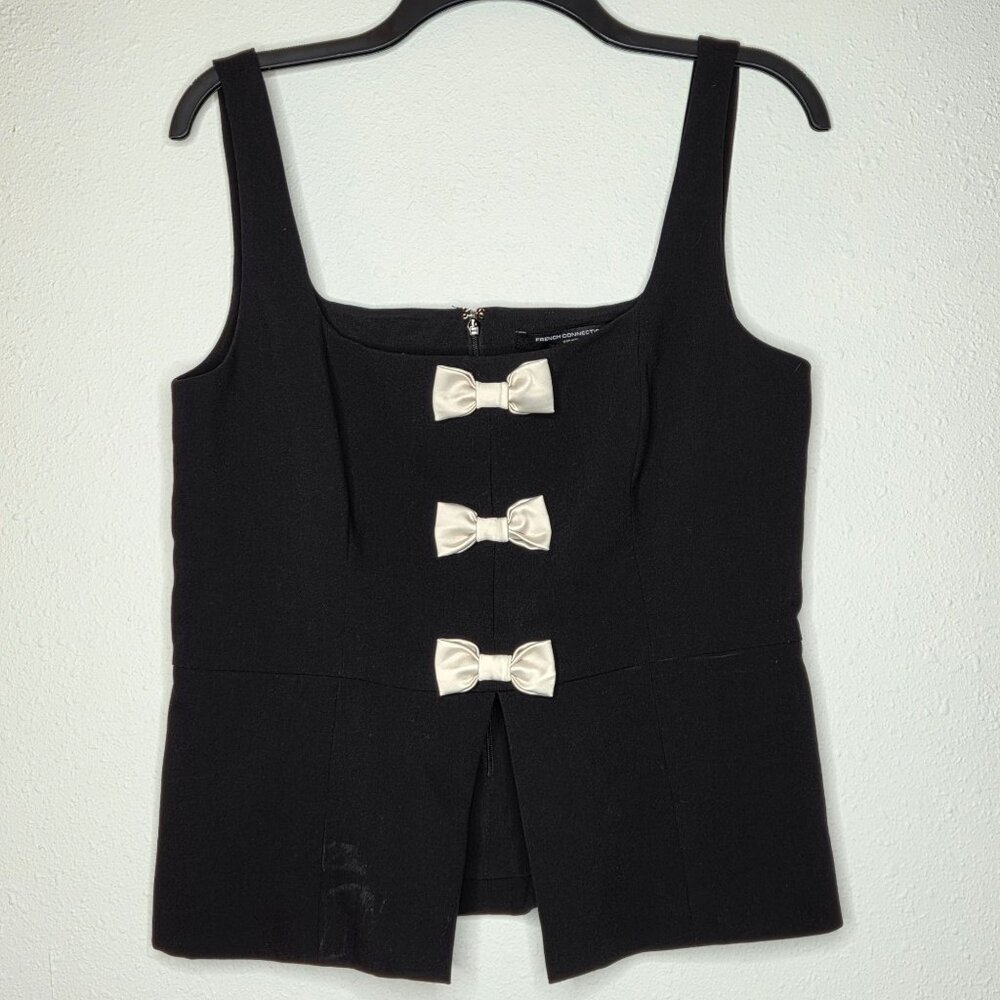 NWT French Connection Women's Azra Peplum Bow Top